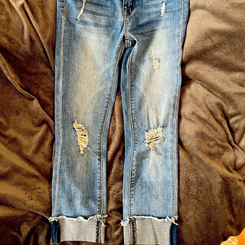 2/$20 Hudson girls 10, Ginny cropped, distressed jeans with adjustable waist